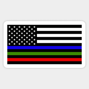 American Flag Thin Blue Green Red Line Sticker